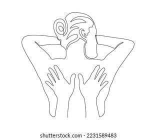 abstract back massage in the style of one line art. logo of the spa,massage salon