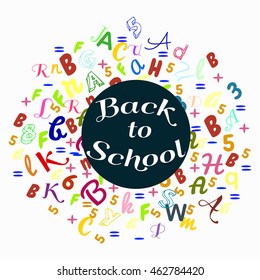Abstract back to school background with colorful rainbow letters dor card and banner