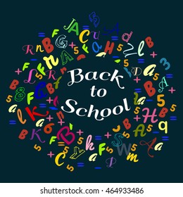 Abstract back to school background with colorful rainbow letters dor card and banner