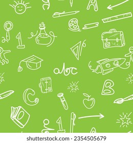 Abstract back to school and education concept vector illustration pattern and seamless colorful line art.