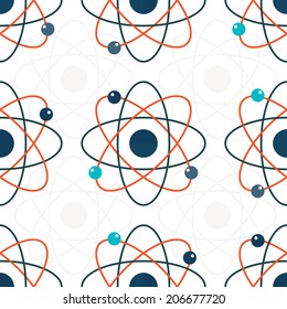Abstract back to school pattern with physics elements. Vector education texture. Innovation texture made in simple and effective flat style.