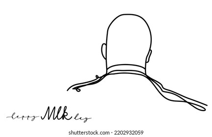 Abstract back view of a man in linear art vector illustration design on an isolated white background