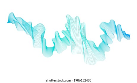 Abstract backdrop with blue wave gradient lines on white background. Modern technology background, wave design. Vector illustration