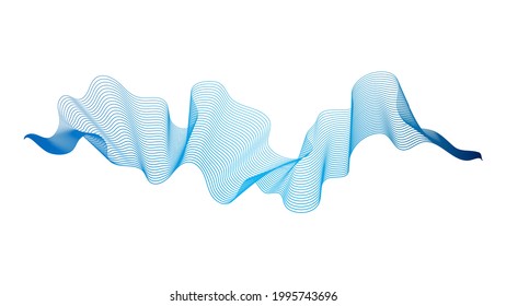Abstract backdrop with blue wave gradient lines on white background. Modern technology background, wave design. Vector illustration