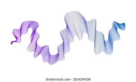 Abstract backdrop with blue wave gradient lines on white background. Modern technology background, wave design. Vector illustration