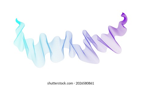 Abstract backdrop with blue wave gradient lines on white background. Modern technology background, wave design. Vector illustration