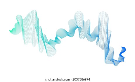 Abstract backdrop with blue wave gradient lines on white background. Modern technology background, wave design. Vector illustration