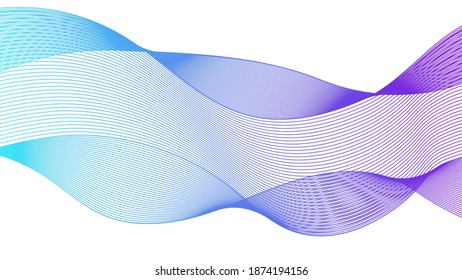 Abstract backdrop with colorful wave gradient lines on white background. Modern technology background, wave design. Vector illustration