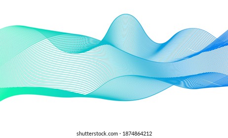 Fondo abstracto con líneas de degradado de ondas coloridas sobre fondo blanco. Fondo tecnológico moderno, diseño de olas. Ilustración del vector
