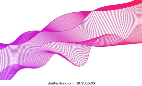Abstract backdrop with colorful wave gradient lines on white background. Modern technology background, wave design. Vector illustration