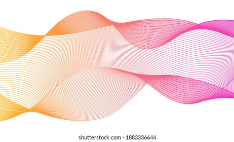Abstract backdrop with colorful wave gradient lines on white background. Modern technology background, wave design. Vector illustration