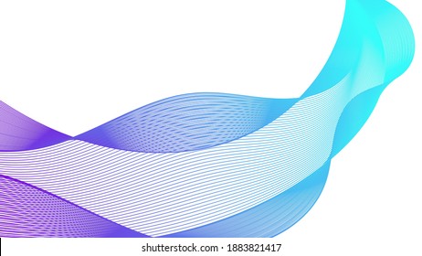 Abstract backdrop with colorful wave gradient lines on white background. Modern technology background, wave design. Vector illustration