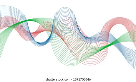 Abstract backdrop with colorful wave gradient lines on white background. Modern technology background, wave design. Vector illustration