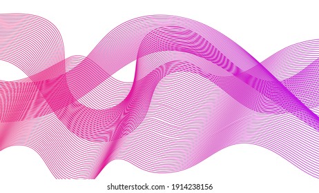 Abstrakte Hintergrund mit farbigen Linien mit Wellenverlauf auf weißem Hintergrund. Moderne Technologie, Hintergrund, Wellendesign. Vektorgrafik