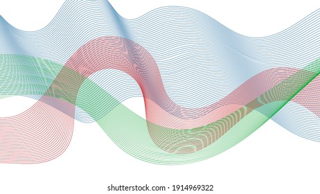 Abstract backdrop with colorful wave gradient lines on white background. Modern technology background, wave design. Vector illustration