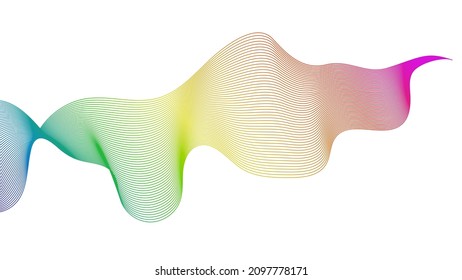 Abstrakte Hintergrund mit farbigen Linien mit Wellenverlauf auf weißem Hintergrund. Moderne Technologie, Hintergrund, Wellendesign. Vektorgrafik