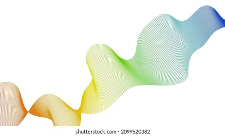 Abstrakte Hintergrund mit farbigen Linien mit Wellenverlauf auf weißem Hintergrund. Moderne Technologie, Hintergrund, Wellendesign. Vektorgrafik
