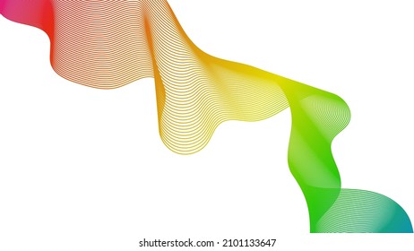 Fondo abstracto con líneas de degradado de ondas coloridas sobre fondo blanco. Fondo tecnológico moderno, diseño de olas. Ilustración del vector