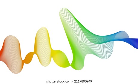 Abstract backdrop with colorful wave gradient lines on white background. Modern technology background, wave design. Vector illustration
