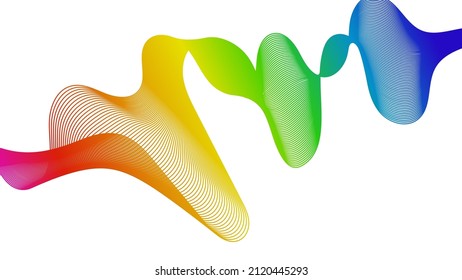 Abstract backdrop with colorful wave gradient lines on white background. Modern technology background, wave design. Vector illustration