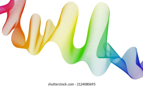 Abstract backdrop with colorful wave gradient lines on white background. Modern technology background, wave design. Vector illustration