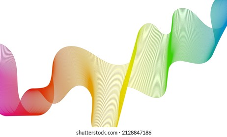 Abstract backdrop with colorful wave gradient lines on white background. Modern technology background, wave design. Vector illustration