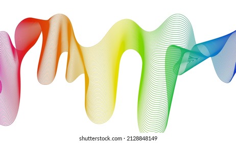 Fondo abstracto con líneas de degradado de ondas coloridas sobre fondo blanco. Fondo tecnológico moderno, diseño de olas. Ilustración del vector