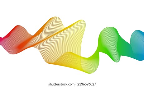 Abstract backdrop with colorful wave gradient lines on white background. Modern technology background, wave design. Vector illustration