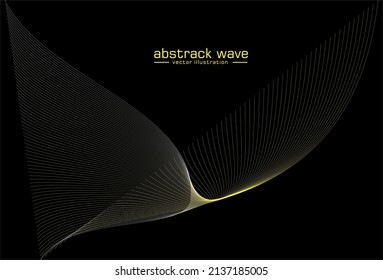 Abstrakte Hintergrund mit farbigen Linien mit Wellenverlauf auf schwarzem Hintergrund. Vektorgrafik EPS10. Moderne Technologie, Wave Line Art, Gekochtes Design. 