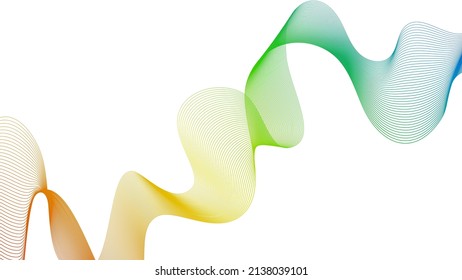 Fondo abstracto con líneas de degradado de ondas coloridas sobre fondo blanco. Fondo tecnológico moderno, diseño de olas. Ilustración del vector