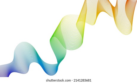 Abstract backdrop with colorful wave gradient lines on white background. Modern technology background, wave design. Vector illustration