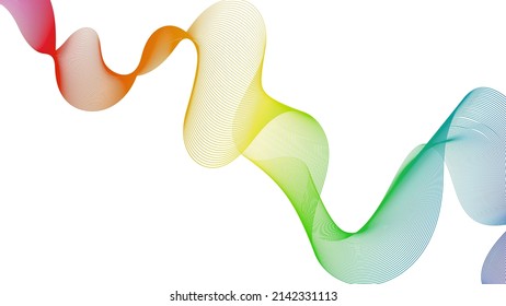Abstract backdrop with colorful wave gradient lines on white background. Modern technology background, wave design. Vector illustration
