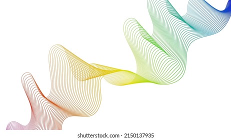 Abstract backdrop with colorful wave gradient lines on white background. Modern technology background, wave design. Vector illustration