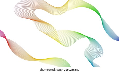 Fondo abstracto con líneas de degradado de ondas coloridas sobre fondo blanco. Fondo tecnológico moderno, diseño de olas. Ilustración del vector