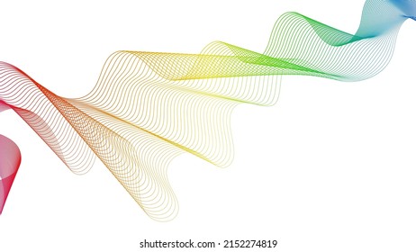 Fondo abstracto con líneas de degradado de ondas coloridas sobre fondo blanco. Fondo tecnológico moderno, diseño de olas. Ilustración del vector