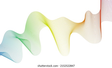 Fondo abstracto con líneas de degradado de ondas coloridas sobre fondo blanco. Fondo tecnológico moderno, diseño de olas. Ilustración del vector