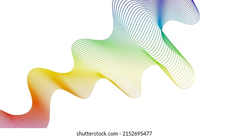 Abstract backdrop with colorful wave gradient lines on white background. Modern technology background, wave design. Vector illustration