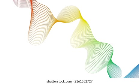 Abstract backdrop with colorful wave gradient lines on white background. Modern technology background, wave design. Vector illustration