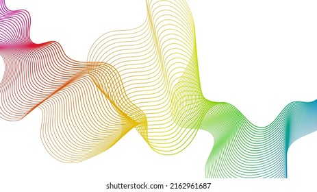 Abstract backdrop with colorful wave gradient lines on white background. Modern technology background, wave design. Vector illustration