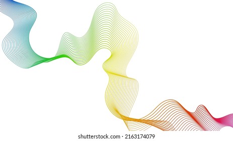 Abstract backdrop with colorful wave gradient lines on white background. Modern technology background, wave design. Vector illustration