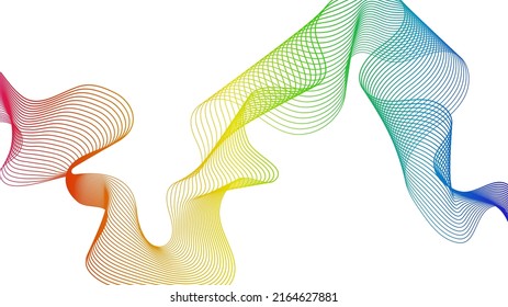 Abstract backdrop with colorful wave gradient lines on white background. Modern technology background, wave design. Vector illustration