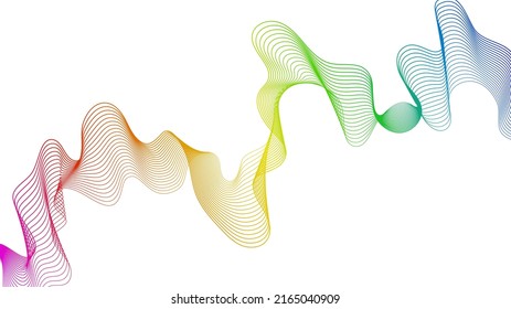 Fondo abstracto con líneas de degradado de ondas coloridas sobre fondo blanco. Fondo tecnológico moderno, diseño de olas. Ilustración del vector