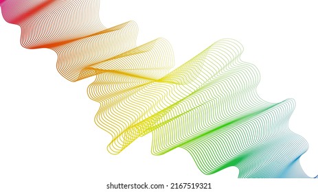 Abstract backdrop with colorful wave gradient lines on white background. Modern technology background, wave design. Vector illustration