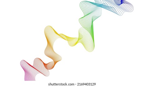 Abstract backdrop with colorful wave gradient lines on white background. Modern technology background, wave design. Vector illustration