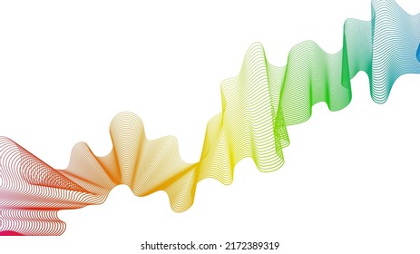 Fondo abstracto con líneas de degradado de ondas coloridas sobre fondo blanco. Fondo tecnológico moderno, diseño de olas. Ilustración del vector