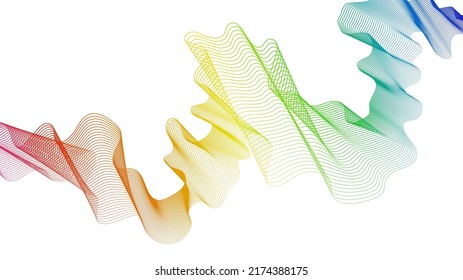 Abstract backdrop with colorful wave gradient lines on white background. Modern technology background, wave design. Vector illustration