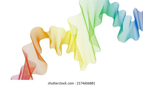 Abstract backdrop with colorful wave gradient lines on white background. Modern technology background, wave design. Vector illustration