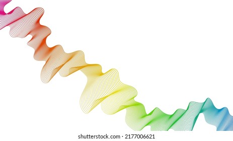 Fondo abstracto con líneas de degradado de ondas coloridas sobre fondo blanco. Fondo tecnológico moderno, diseño de olas. Ilustración del vector