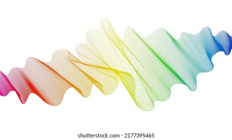 Abstract backdrop with colorful wave gradient lines on white background. Modern technology background, wave design. Vector illustration