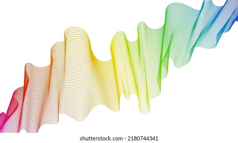 Abstract backdrop with colorful wave gradient lines on white background. Modern technology background, wave design. Vector illustration